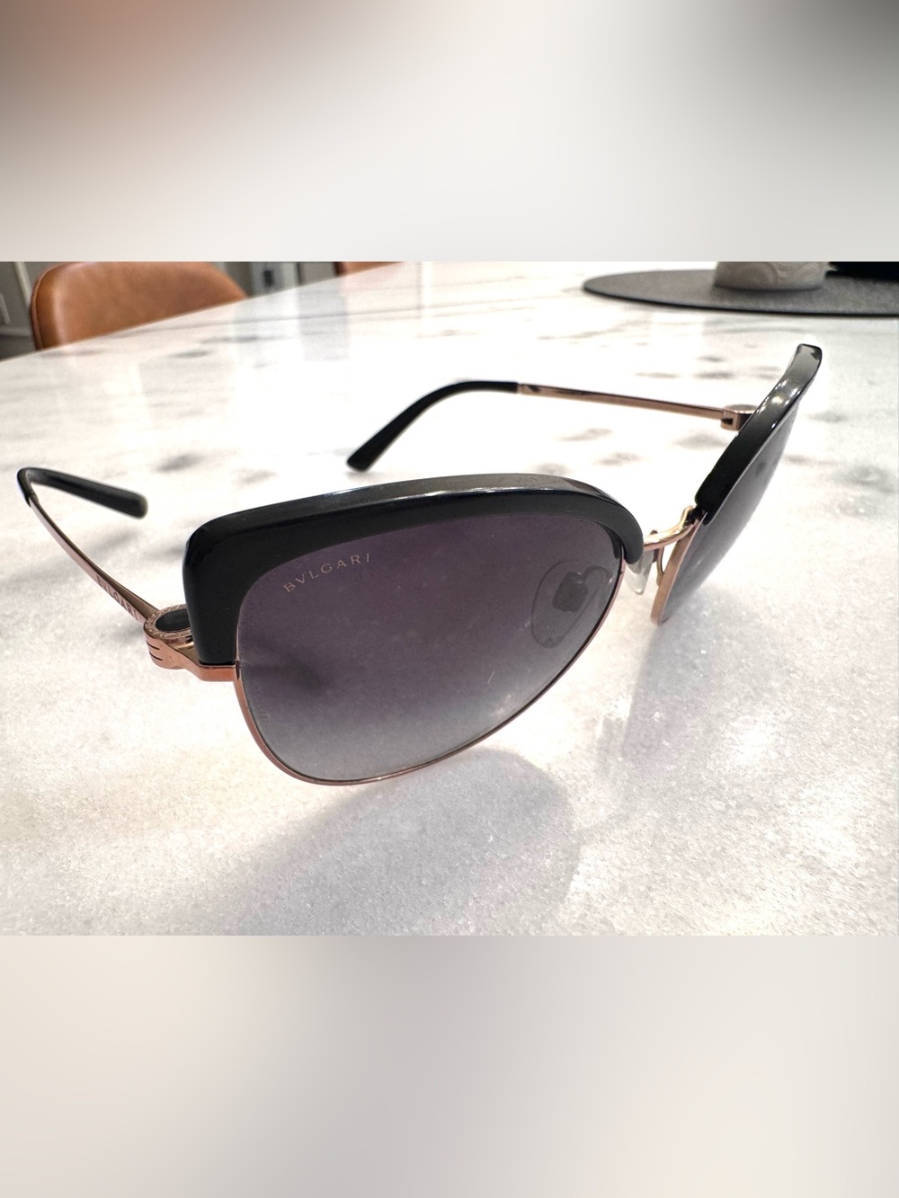 Bulgari Black Cat-Eye Sunglasses with Gradient Lenses